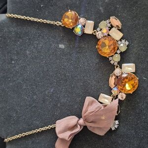 J.CREW unique Marked Designer Statment Necklace fabric Bow- TOPAZ.
